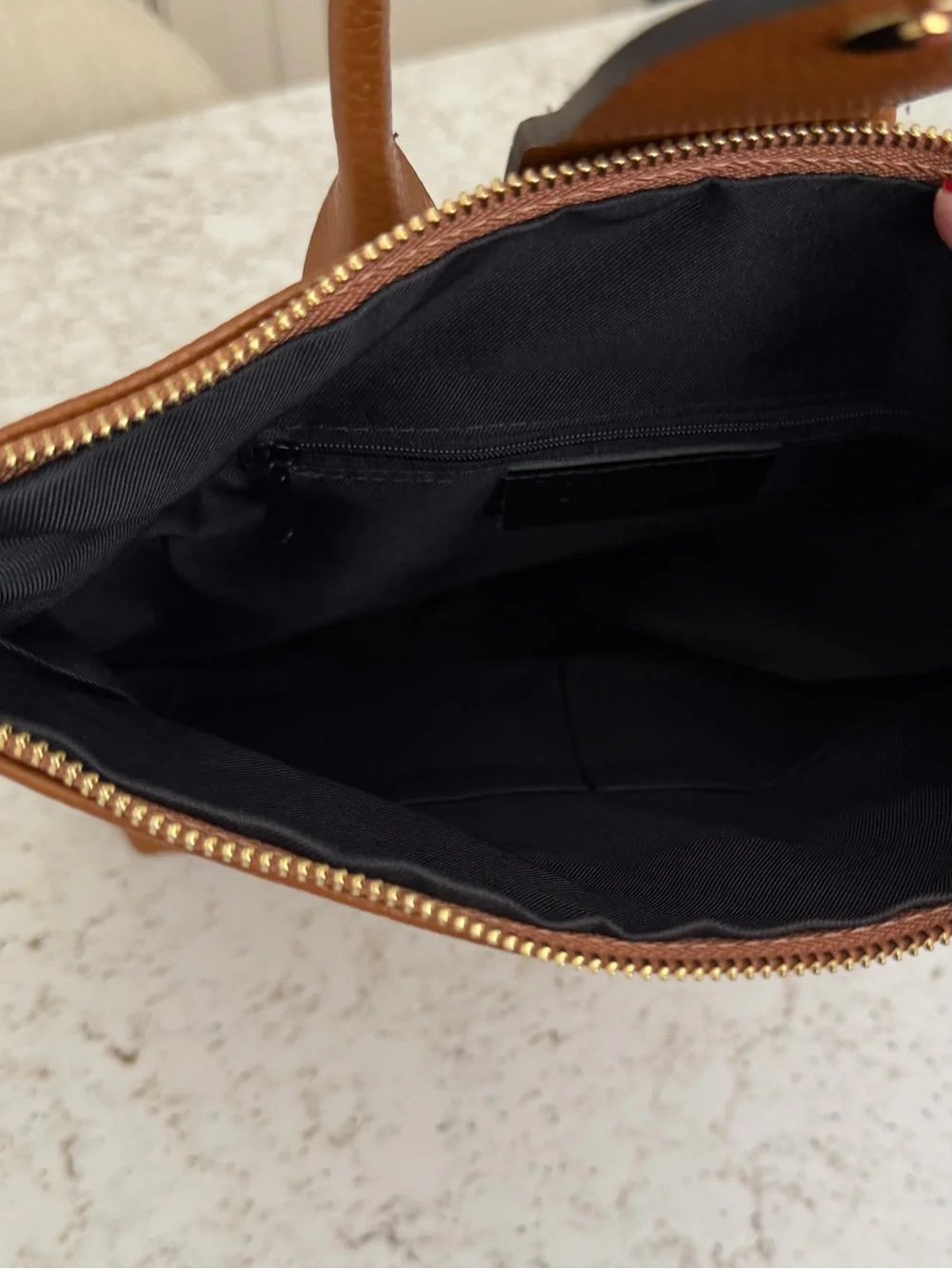 Stauer Pebbled Brown Leather Backpack with Gold Hardware